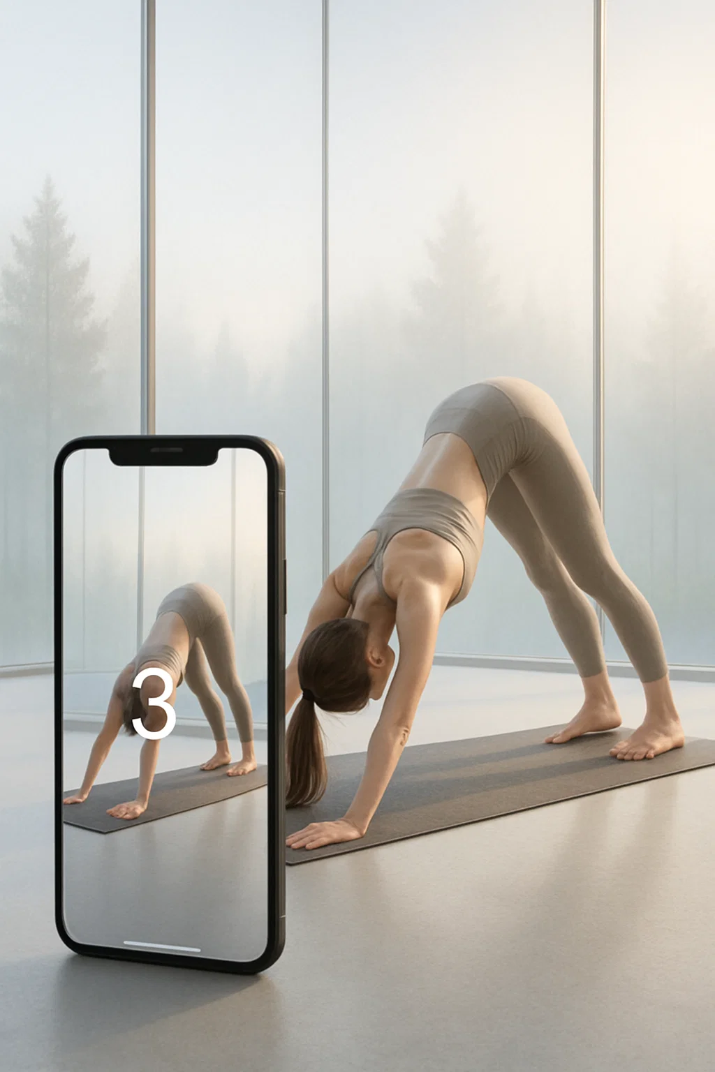 Countdown before performing a yoga pose